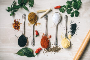 Kitchen utensils and spices