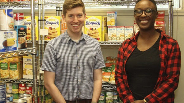 Will Ross, coordinator of Student Emergency Services, and Chinelo Agbim, a graduate student assistant with UT Outpost.