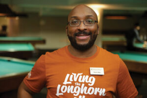 image of a man with a name badge in a longhorn shirt