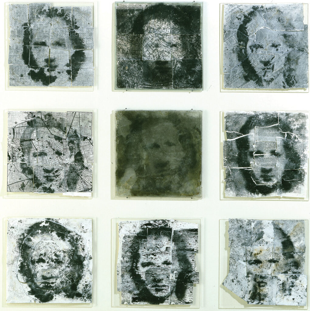 Grid of abstract portraits
