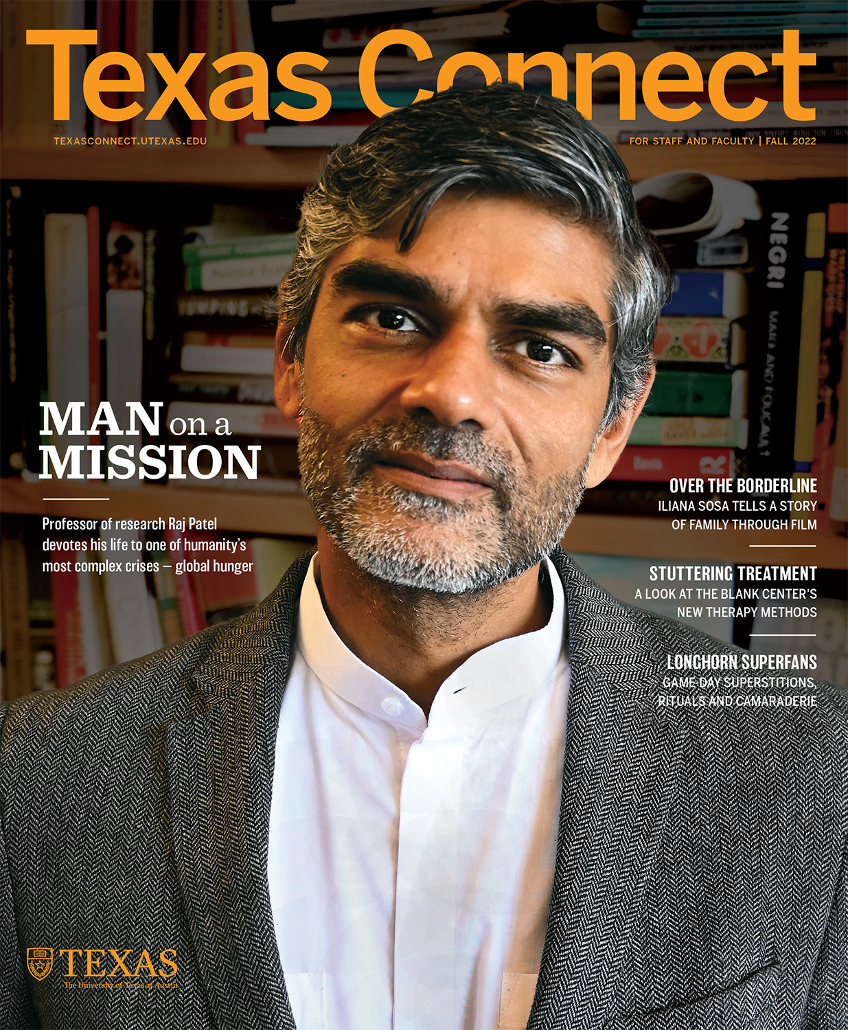 Texas Connect Fall 2022 cover, portrait of Raj Patel