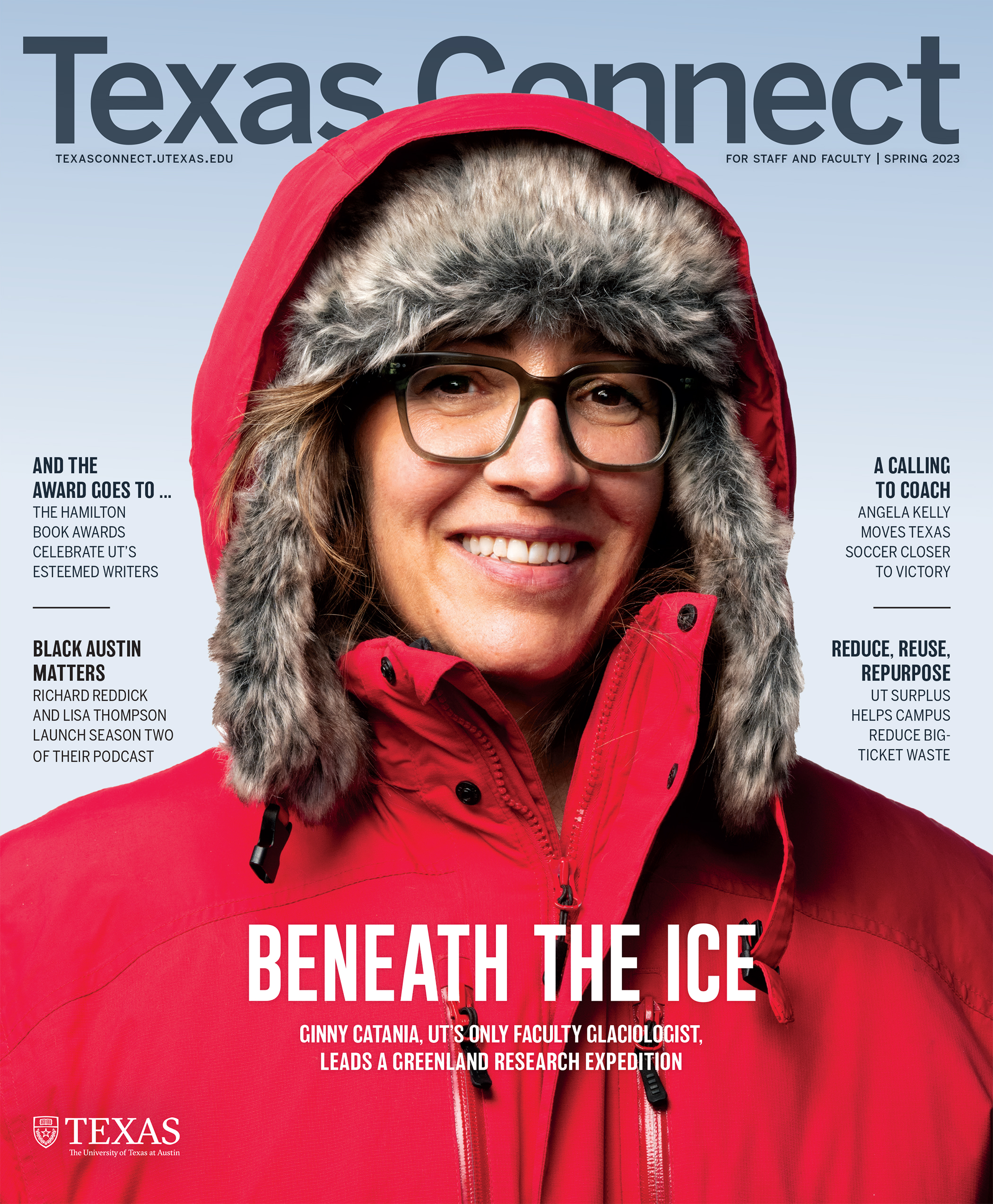Texas Connect cover of woman in a red parka