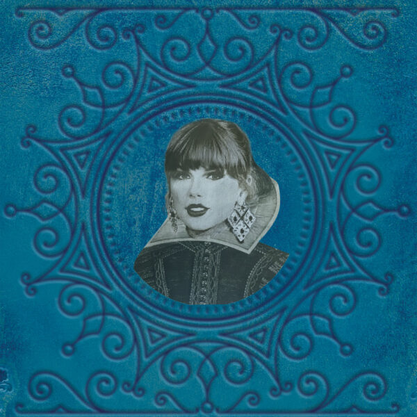 Illustration of Taylor Swift on an old book