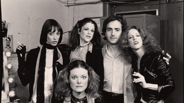 8 – Edie Baskin, [Shelley Duvall, Jane Curtin, Gilda Radner, Lorne Michaels, and Laraine Newman], 1977. Lorne Michaels Collection. Harry Ransom Center WEB