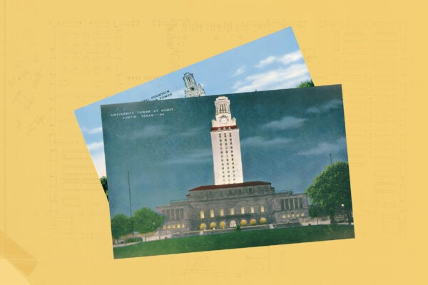 Vintage postcards of the UT Tower